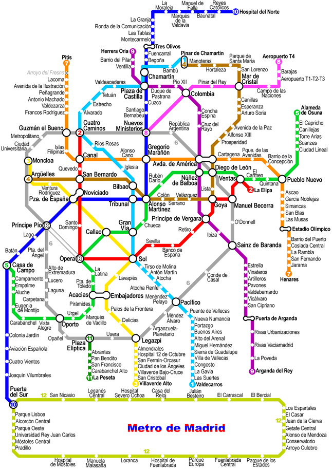 Madrid Metro and Underground Map